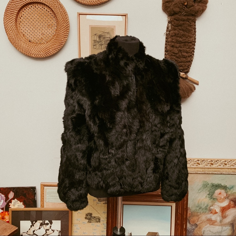 Faux fur bomber jacket